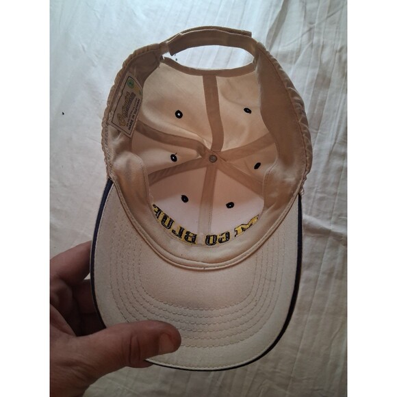 Vintage Michigan Wolverines Go Blue White Adjustable Hat Cap VGC VTG - Picture 3 of 4